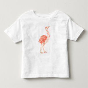 Camiseta Infantil Pássaro-rosa-rosa-claro, avestruz