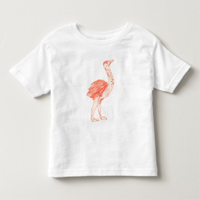 Camiseta Infantil Pássaro-rosa-rosa-claro, avestruz (Frente)