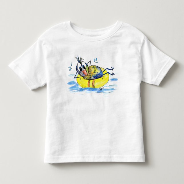 Camiseta Infantil Pássaro Whimsical Bonito no Float (Frente)