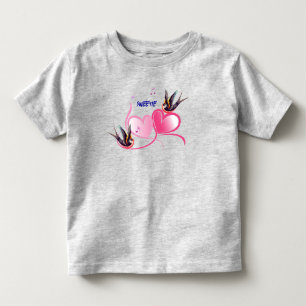 Camiseta Infantil Pássaros Elegantes Coração Amor