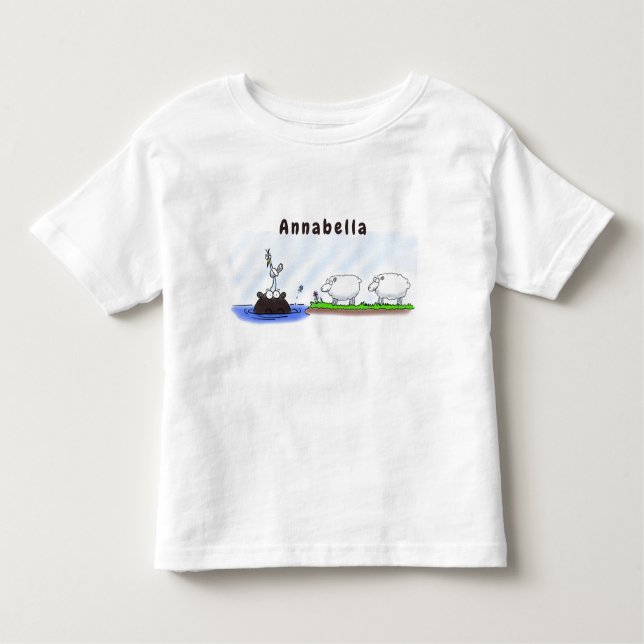 Camiseta Infantil Pássaros hippo engraçados duas ovelhas (Frente)