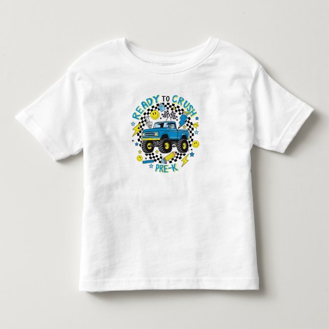 Camiseta Infantil Passeio Poderoso Pré-K: Pronto para Rolar com Esti (Frente)