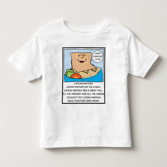Camiseta Infantil Passover Toddler Engraçado Seder Toon (Frente)