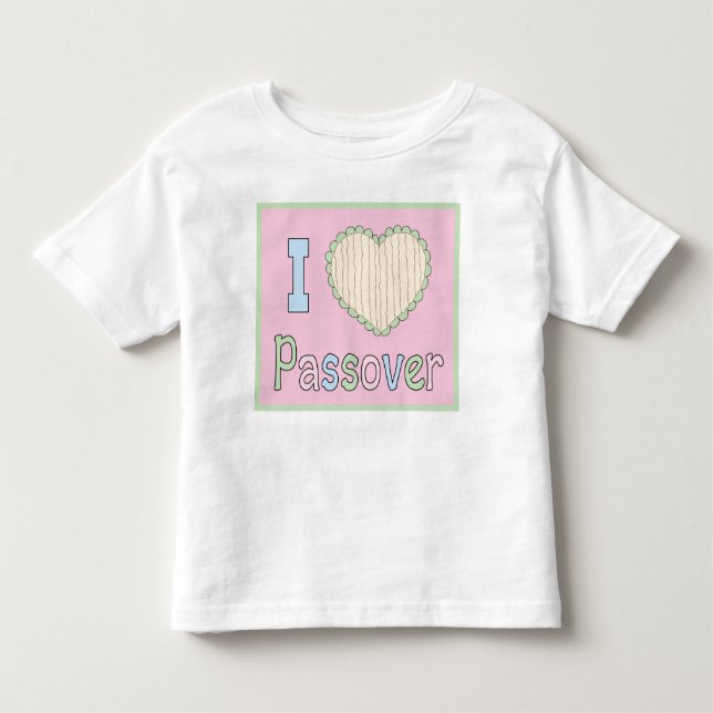 Camiseta Infantil Passover Todler Shirt 2T-6T Eu Adoro Passover (Frente)