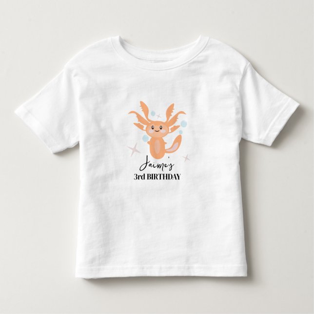 Camiseta Infantil Pastel Axolotl Ocean Creator Aniversário (Frente)