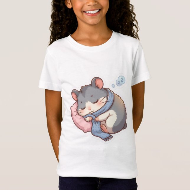 Camiseta Infantil Pastel de Hamster Chibi Adormeci (Frente)