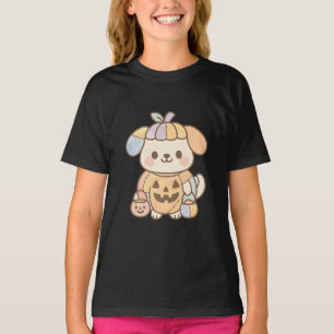 Camiseta Infantil Pastel Pumpkin Pup Fofa Kawaii