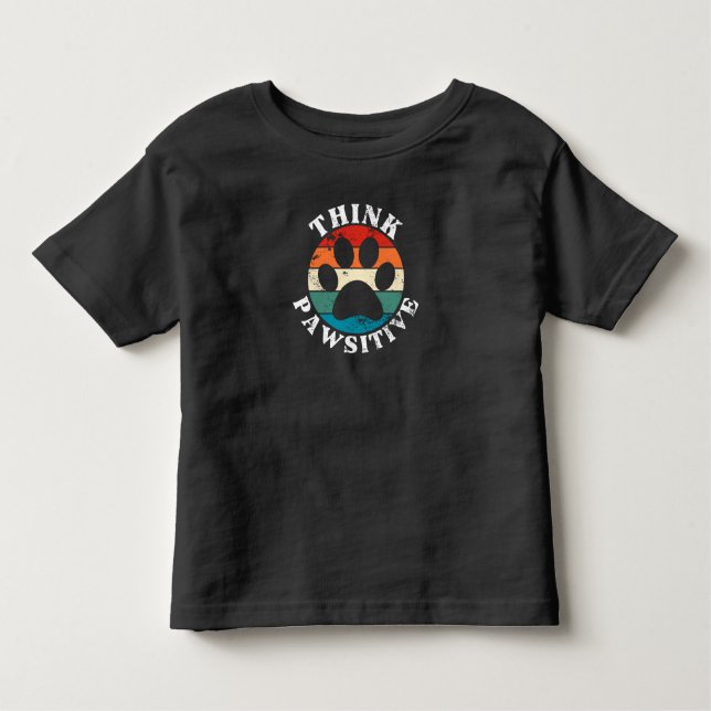 Camiseta Infantil Pata de Cachorro Pensa em Camisa-T Pawsitiva (Frente)