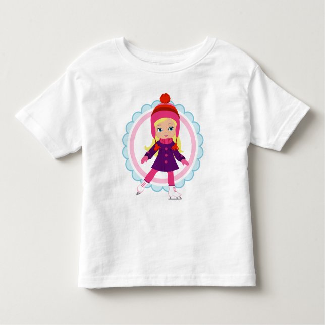 Camiseta Infantil Patinador de gelo loiro - Patinagem desportiva de  (Frente)
