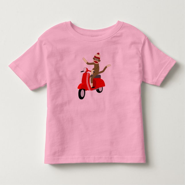 Camiseta Infantil Patinete do Vespa do macaco da peúga (Frente)