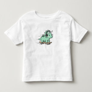 Camiseta Infantil patins Triceratops Roller para Crianças