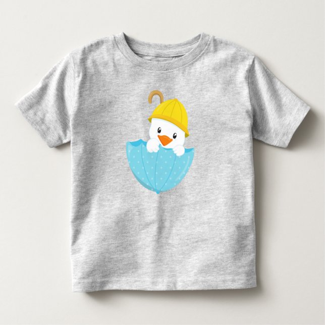 Camiseta Infantil Pato Bonito, Pato Bebê, Pato Com Guarda-Chuva (Frente)