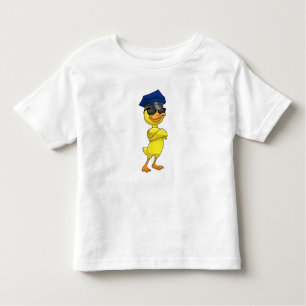 Camiseta Infantil Pato como agente da polícia com boné da polícia