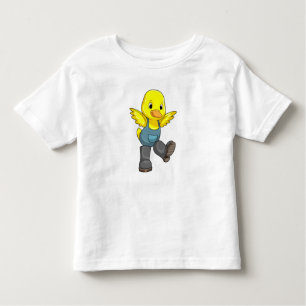Camiseta Infantil Pato como agricultor com botas