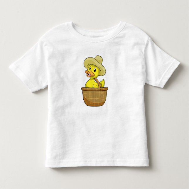 Camiseta Infantil Pato como agricultor com cesto (Frente)