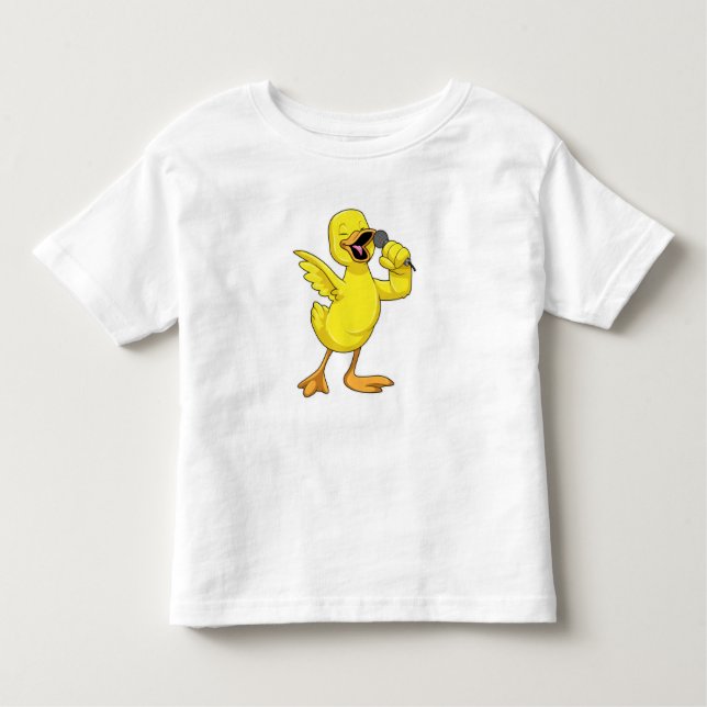 Camiseta Infantil Pato como Cantor com Microfone (Frente)