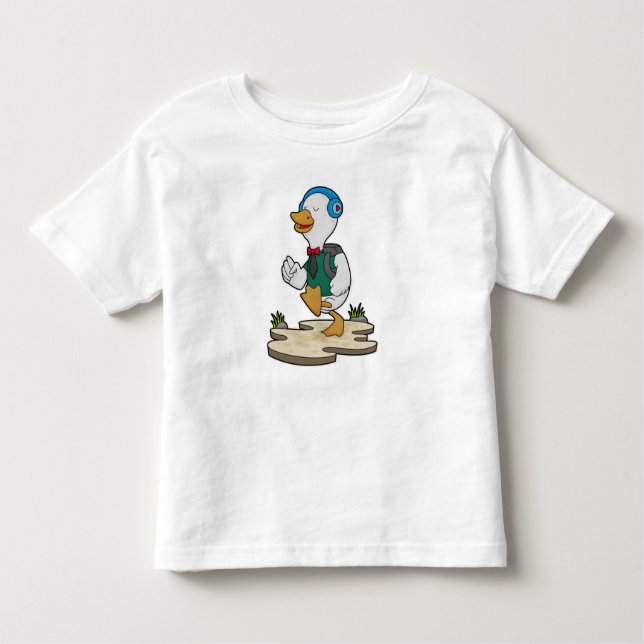 Camiseta Infantil Pato como Hiker com mochila (Frente)