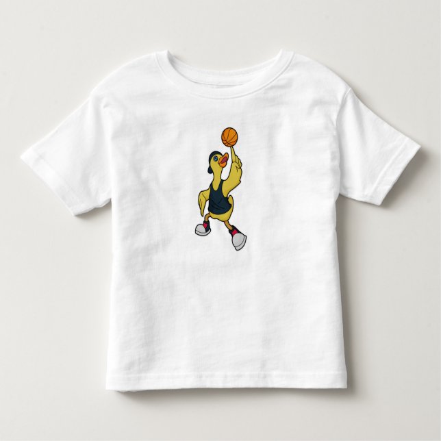 Camiseta Infantil Pato como jogador de basquetebol (Frente)