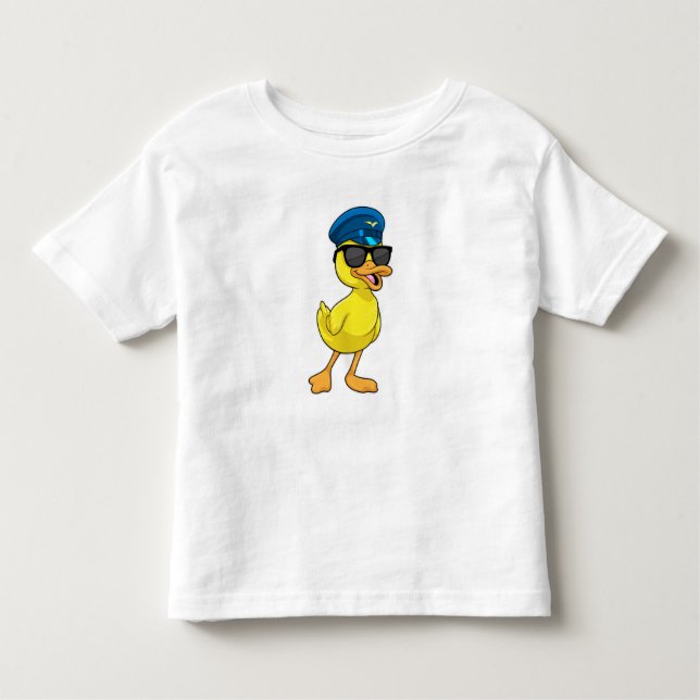 Camiseta Infantil Pato como Piloto com chapéu Piloto (Frente)