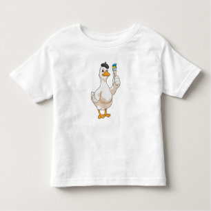 Camiseta Infantil Pato como Pincel com pincel de pintura