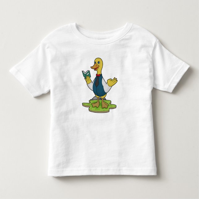 Camiseta Infantil Pato como professor com livro (Frente)