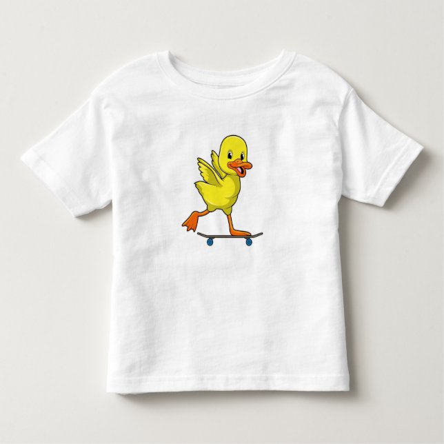 Camiseta Infantil Pato como skater com skate (Frente)
