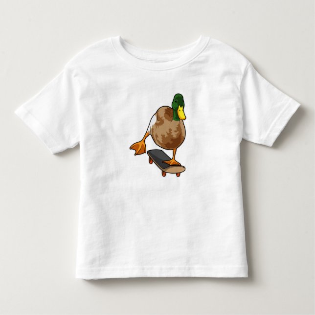 Camiseta Infantil Pato como skater com skate (Frente)