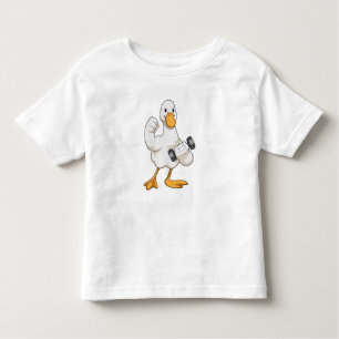 Camiseta Infantil Pato em Bodybuilding com Dumbbell
