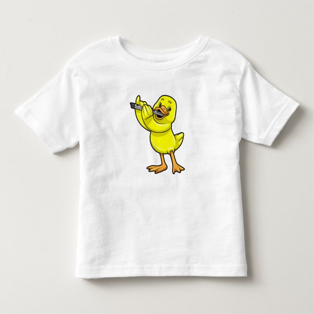 Camiseta Infantil Pato na Música com Flute (Frente)