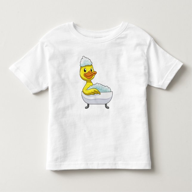 Camiseta Infantil Pato no banho com banheira e espuma (Frente)