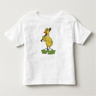 Camiseta Infantil Pato no Baseball com bastão de beisebol