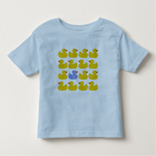 Camiseta Infantil Patos de borracha amarela com um pato azul