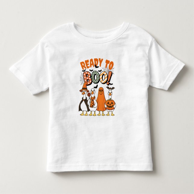 Camiseta Infantil Patos Engraçados Prontos para Boo Halloween (Frente)