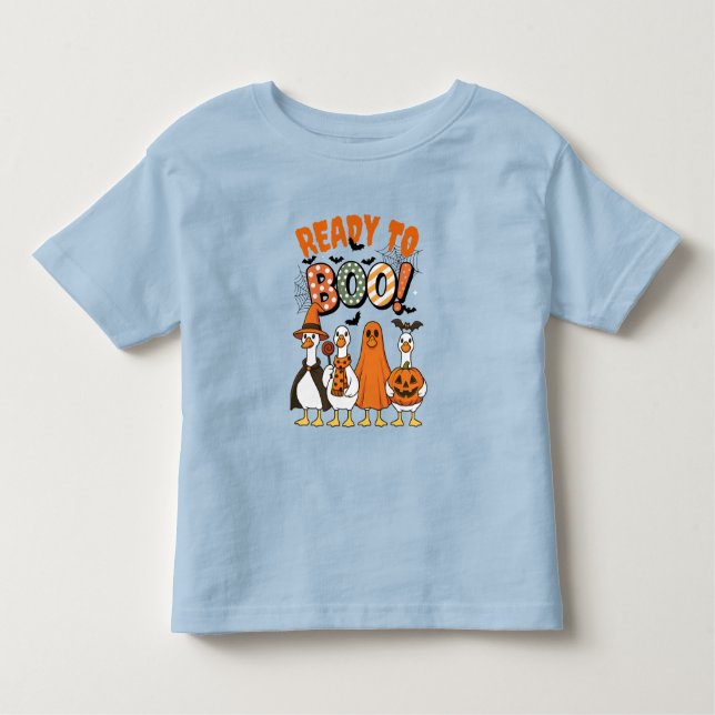 Camiseta Infantil Patos Engraçados Prontos para Boo Halloween (Frente)