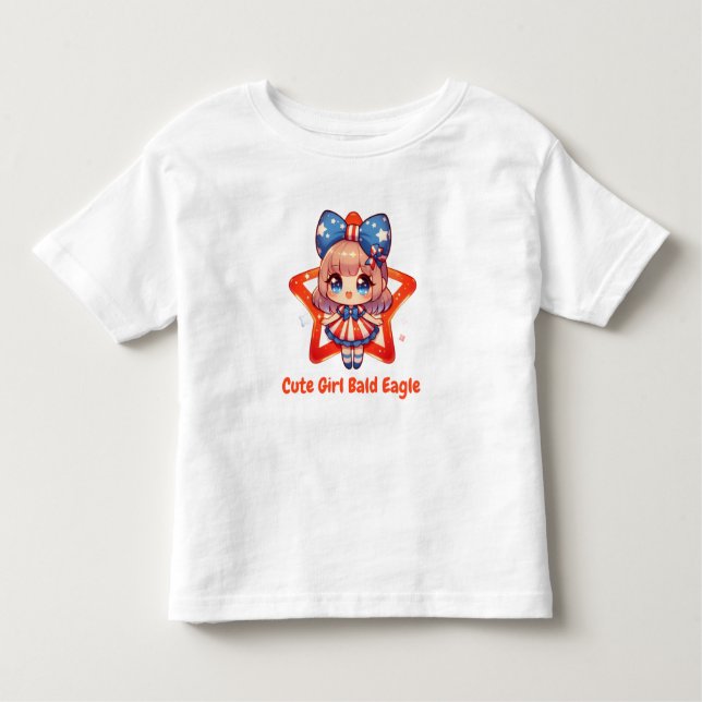 Camiseta Infantil Patriótica Cutie - Bebê Balde Águia com Raparigas  (Frente)
