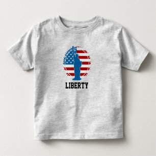 Camiseta Infantil Patriótica Estátua Americana da Bandeira da Libe