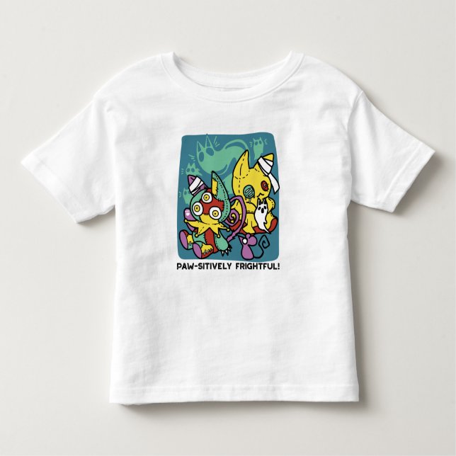 Camiseta Infantil Paw-sitively Frightful | Monstrous Cats Halloween  (Frente)