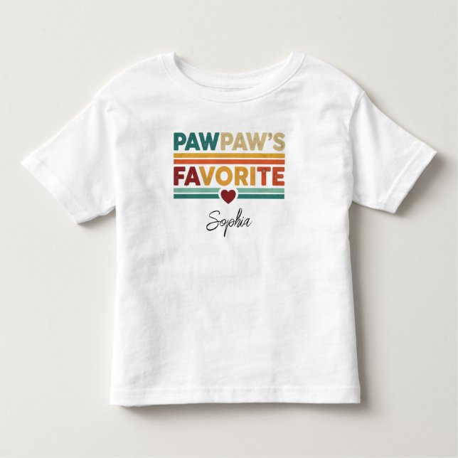 Camiseta Infantil Pawpaw's Favorite Retro Simple Modern Script Name (Frente)