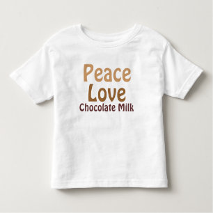Camiseta Infantil Paz, amor, leite de chocolate