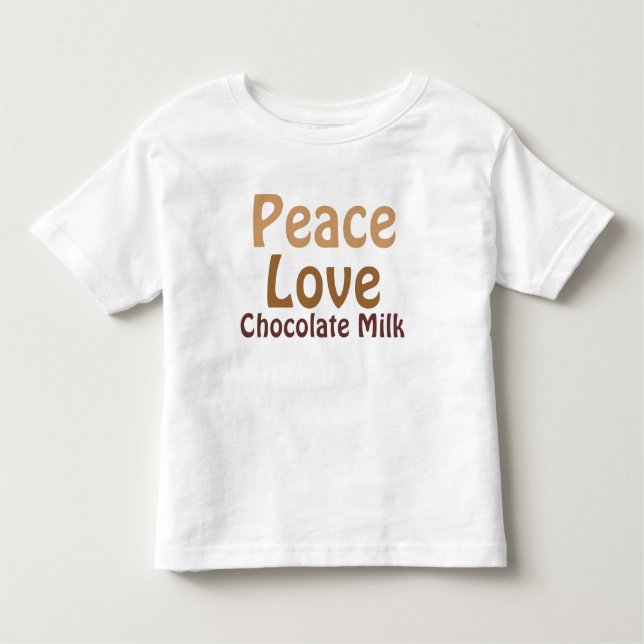 Camiseta Infantil Paz, amor, leite de chocolate (Frente)