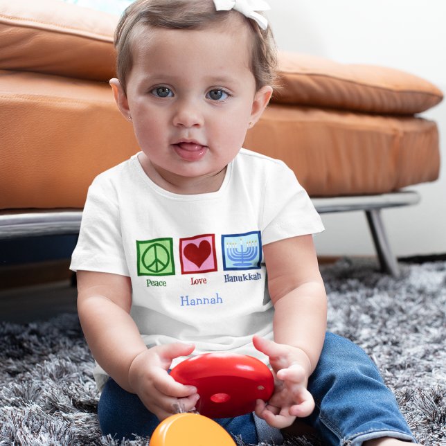 Camiseta Infantil Peace Love Hanukkah (Criador carregado)