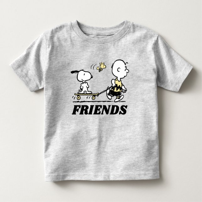 Camiseta Infantil PEANUTS | Embarque de Skate para Amigos (Frente)