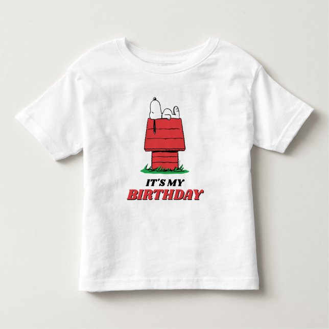 Camiseta Infantil Peanuts Snoopy Dog House Birthday Toddler T-shirt (Frente)