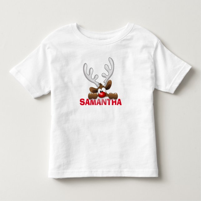Camiseta Infantil Peeking Reindeer Toddler Fine Jersey T-Shirt (Frente)