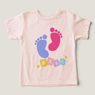 Camiseta Infantil Pegadas Adoráveis Camisa Rosa