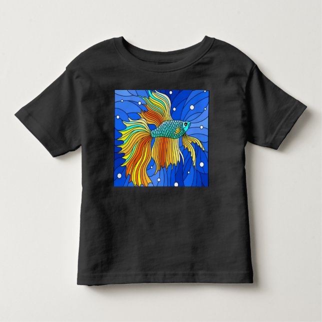 Camiseta Infantil Peixe Betta Amarelo que Luta (Frente)