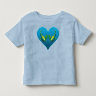 Camiseta Infantil Peixes-Anjo Gêmeos em um Coração Azul - Ilustração