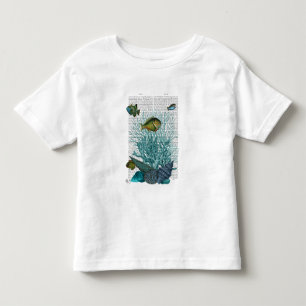 Camiseta Infantil Peixes, Cascas Azuis e Corais