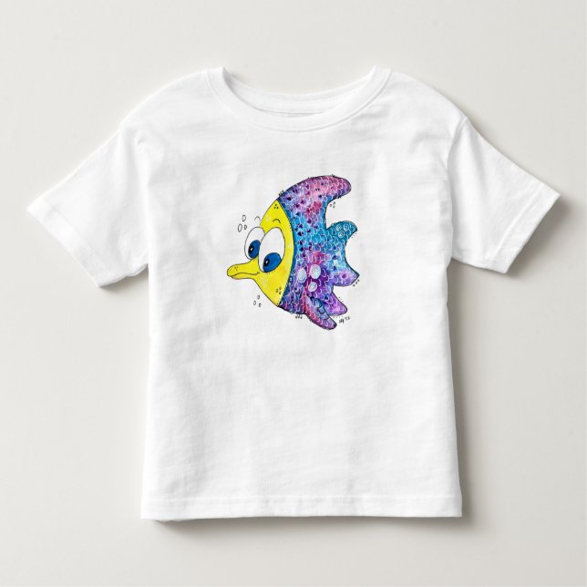 Camiseta Infantil Peixes Coloridos Esbranquiçados (Frente)
