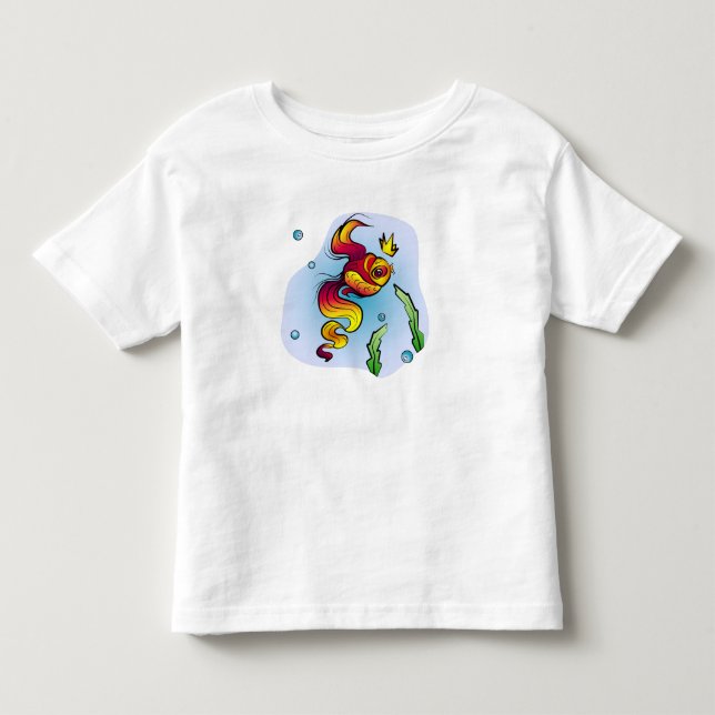 Camiseta Infantil Peixes Reais com Coroa Ouro (Frente)